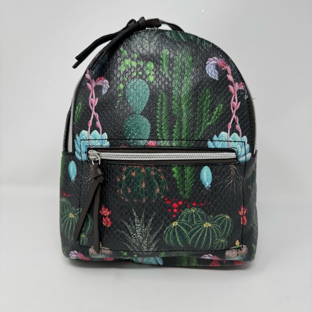 Cactus & Succulent Print Textured Mini Backpack Purse